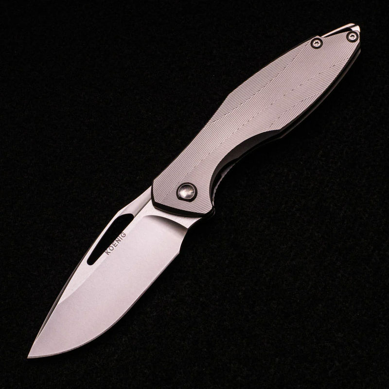 ARIUS – FLIPPER DELETE – PATTERNED TITANIUM HANDLE – M390 BLADE