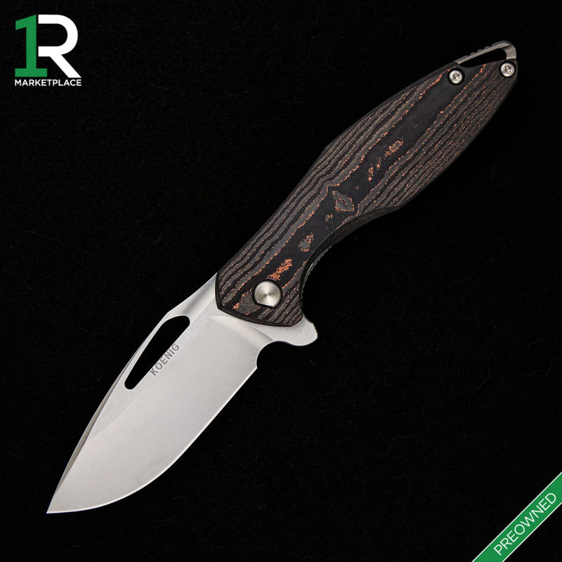 ARIUS – SMOOTH MARBLED COPPER CARBON FIBER / TITANIUM HANDLE – 20CV BLADE