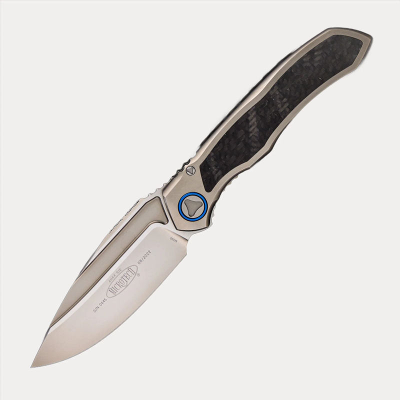 Anax – S/E Titanium Handle Bead Blast Standard Blue Titanium Pivot Collar Carbon Fiber Inlay 190C-7 CFITI