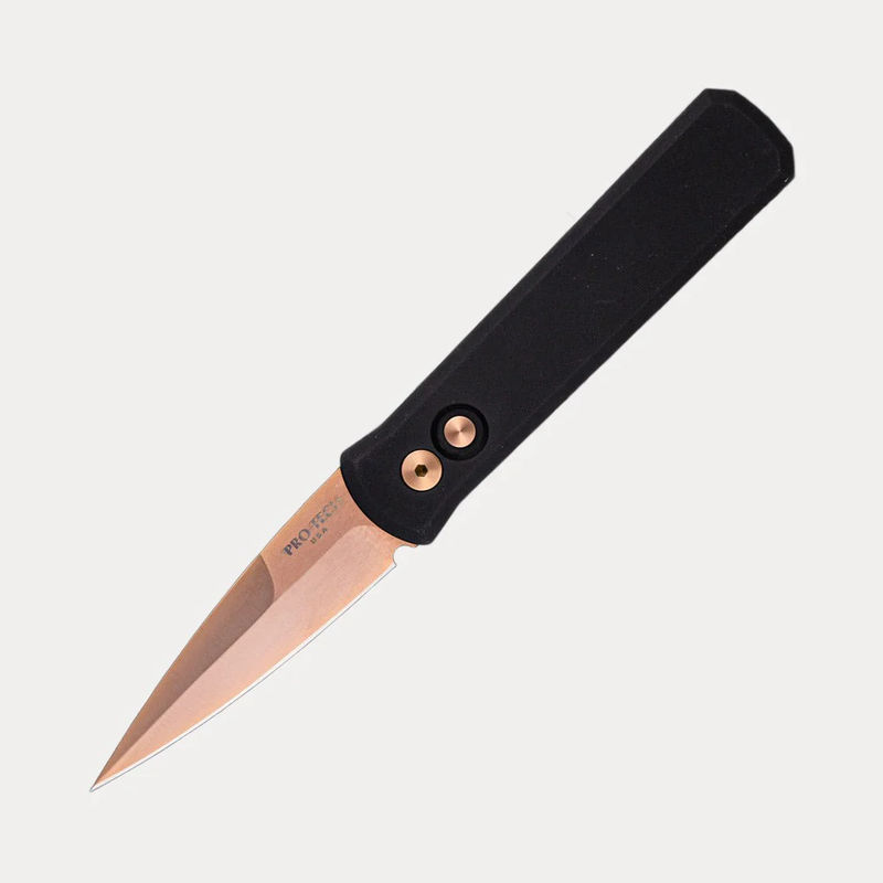 Godson – Solid Black Handle – Rose Gold 154CM Blade And Hardware 721-RG