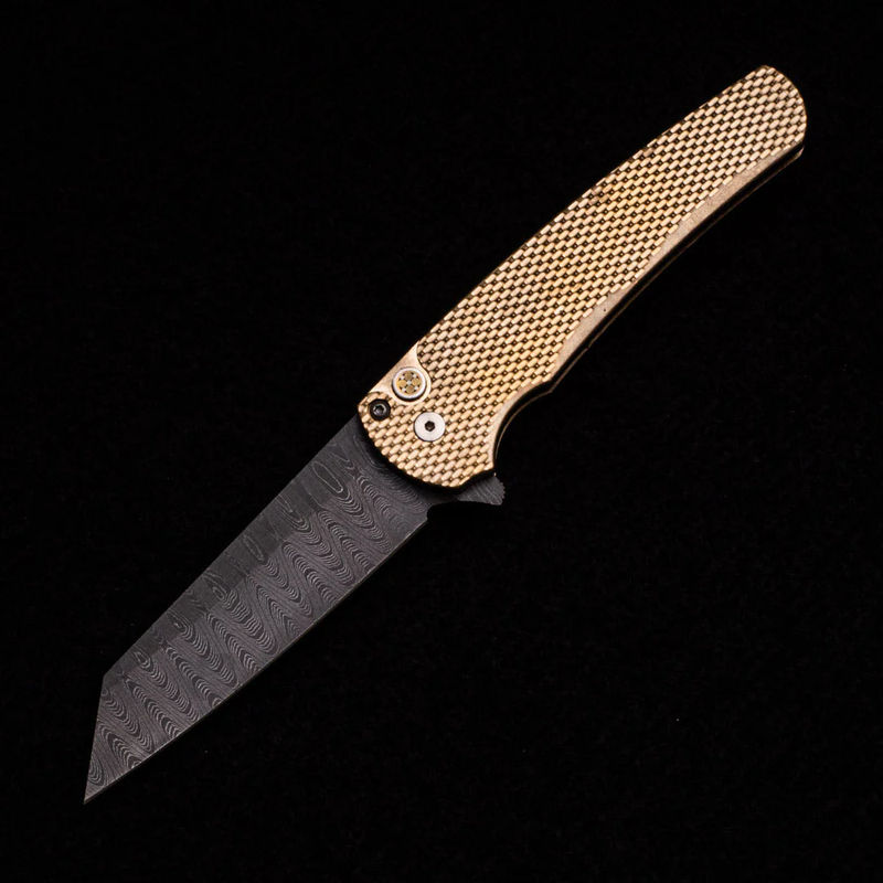 Malibu Flipper – Blade Show West 2021 – Textured Bronze AL Handle – Mosaic Button – Reverse Tanto Chad Nichols Blade #30 of 30