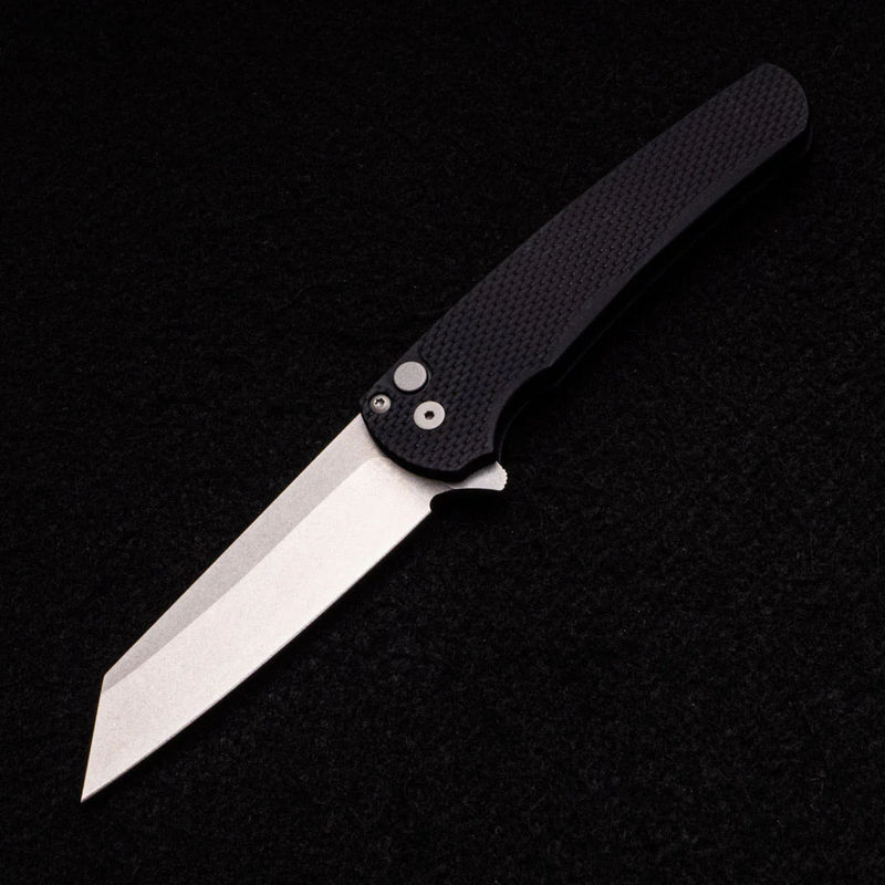 Malibu Flipper – Textured Black Aluminum Scales- 20CV Stonewashed Reverse Tanto Blade