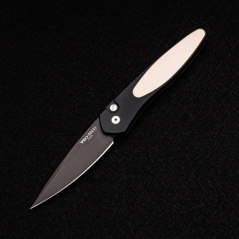 Newport – Tuxedo – Black Aluminum Handle – Ivory Micarta Inlay – Black DLC S35VN Blade 3452