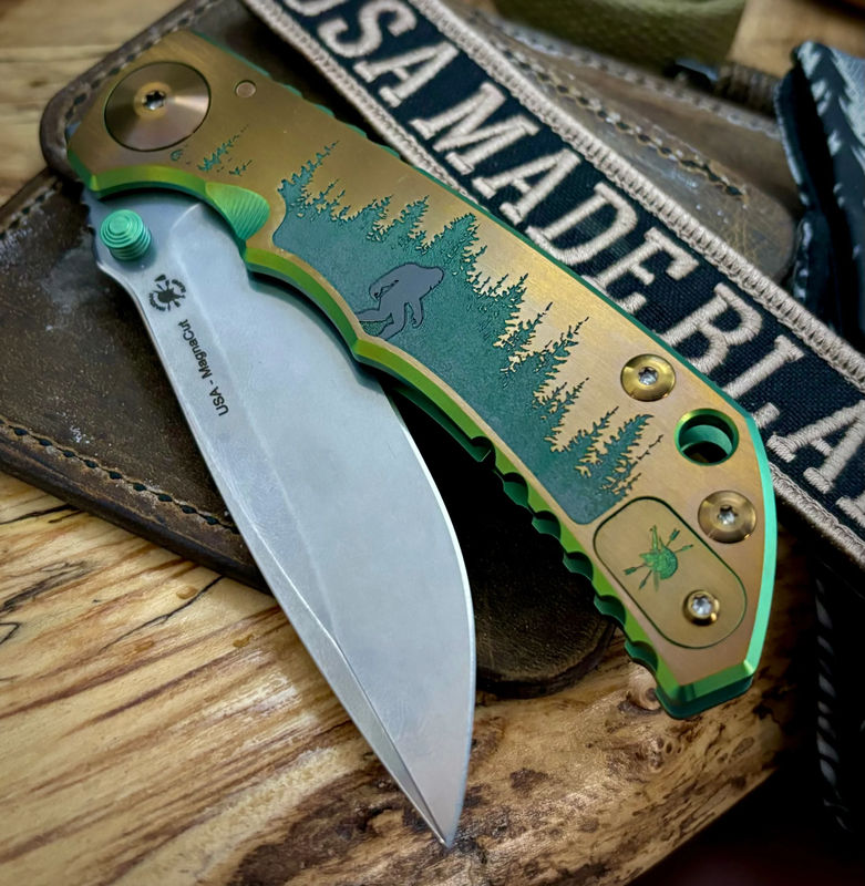 Spartan Blades Harsey Folder Sasquatch at Sunset Special Edition MAGNACUT Bronze Ti Hardware