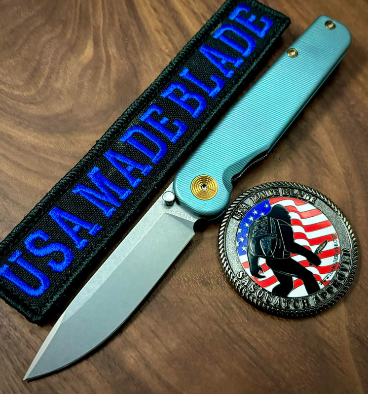 Mint Green with Bronze Hardware Anodized Tactile Knives Rockwall Thumbstud Ti Liner Lock in Magnacut