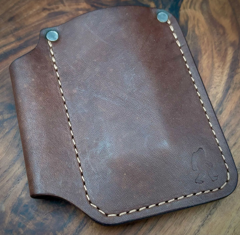 Sasquatch custom Brown Leather EDC Pen & Knife Carrier Made by Grey Leather exclusively for USA Made Blade