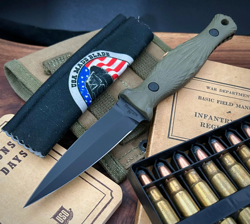 Les George Galvo with Green Tephra G10 Black Cerakote 3V Blade