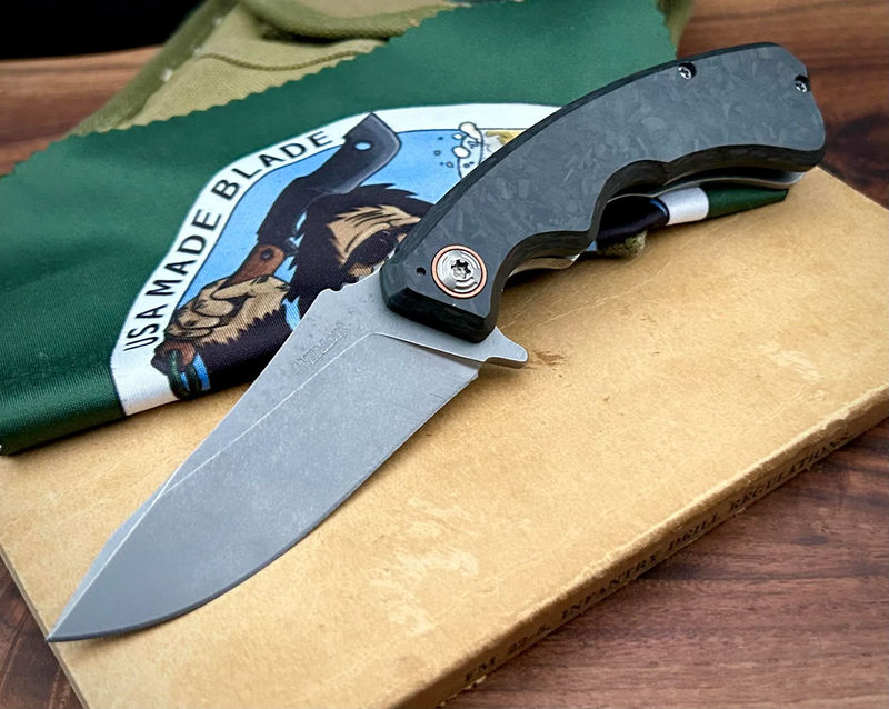 Wilmont Knives Mini PRSA Shred Carbon Fiber Ti Framelock Ti Hardware S35VN Blade Copper Pivot Collar